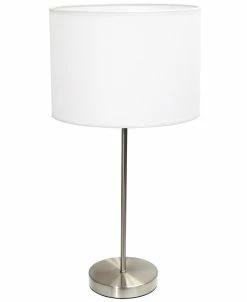 Simple Designs Brushed Nickel Stick Lamp With Fabric Shade