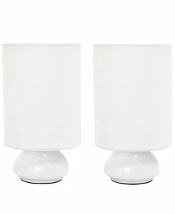 All The Rages Simple Designs Gemini Colors 2 Pack Mini Touch Table Lamp Set With Fabric Shades