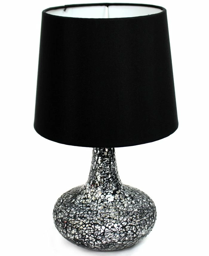 Simple Designs Mosaic Tiled Glass Genie Table Lamp With Fabric Shade 3 Simple Designs Mosaic Tiled Glass Genie Table Lamp With Fabric Shade