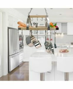 All The Rages Elegant Designs 2 Light Kitchen Wood Pot Rack With Downlights -Hot Sale All Lighting Shop 10210280 fpx