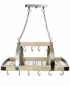 All The Rages Elegant Designs 2 Light Kitchen Wood Pot Rack With Downlights