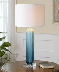 Uttermost Caudina Frosted Blue Glass Lamp