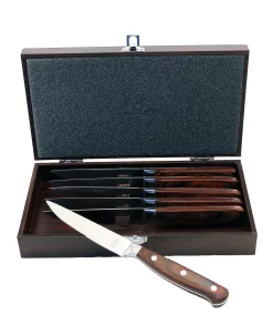 BergHOFF Pakka Wood 6 Piece Steak Knife Set With Wooden Case