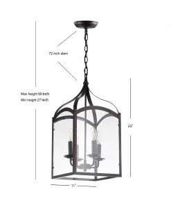 JONATHAN Y Ruth 4-Light Lantern Metal, Glass Led Pendant -Hot Sale All Lighting Shop 11226737 fpx