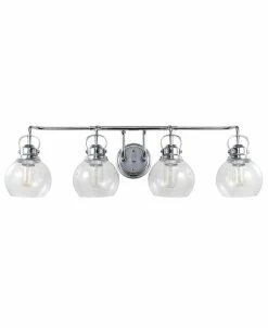 JONATHAN Y Shirley 4-Light Metal, Bubbled Glass Vanity Light