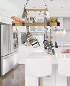 All The Rages Elegant Designs 2 Light Kitchen Wood Pot Rack With Downlights -Hot Sale All Lighting Shop 11395888 fpx