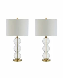 JONATHAN Y Bella Glass Triple-Sphere Led Table Lamp, Set Of 2