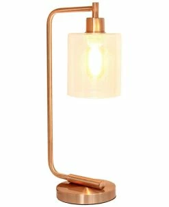 All The Rages Simple Designs Bronson Antique Style Industrial Iron Lantern Desk Lamp With Glass Shade