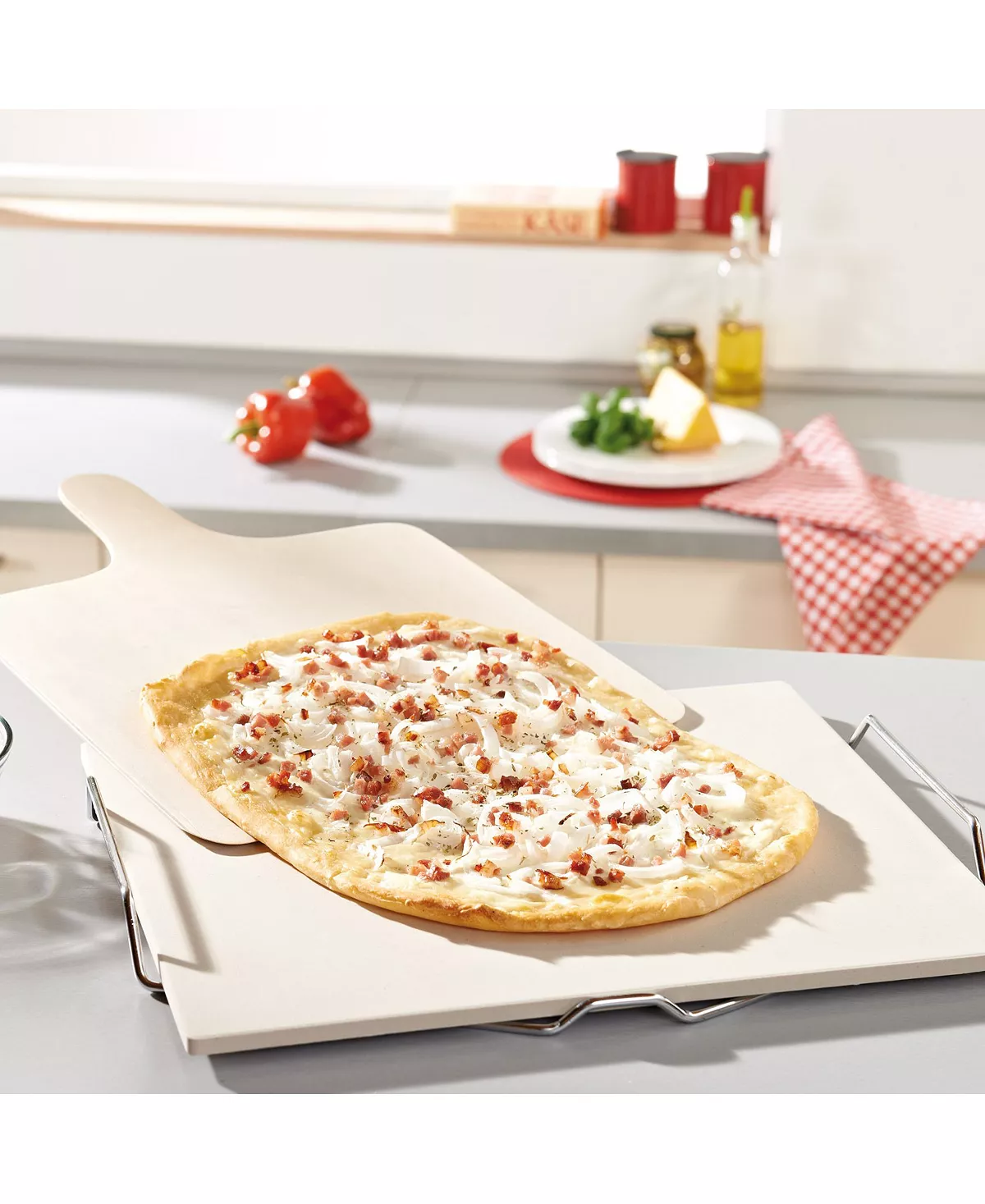 Household Essentials Square Ceramic Pizza Stone 4 Household Essentials Square Ceramic Pizza Stone - Image 2