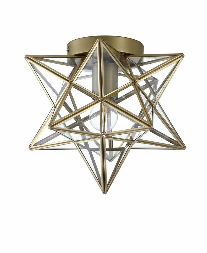 JONATHAN Y Stella Moravian Star Metal/Glass LED Flush Mount 3 JONATHAN Y Stella Moravian Star Metal/Glass LED Flush Mount