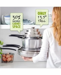Greenpan Levels 11-Pc. Stainless Steel Stackable Ceramic Nonstick Cookware Set, Created For Macy's -Hot Sale All Lighting Shop 12225642 fpx