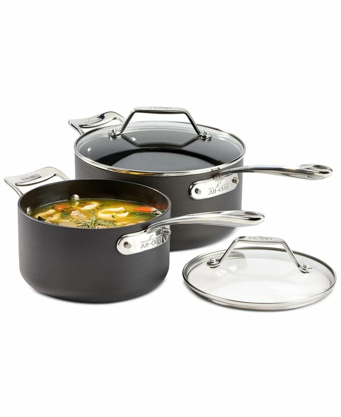 All-Clad Essentials Nonstick Set Of 2 Covered Saucepans 3 All-Clad Essentials Nonstick Set Of 2 Covered Saucepans
