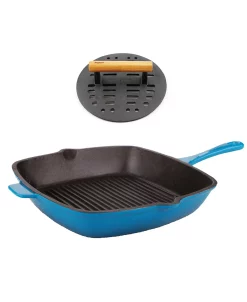 BergHOFF Neo 2-Pc. Cast Iron Set: 11 Grill Pan And With Slotted Steak Press