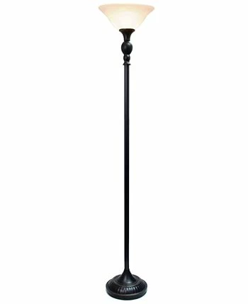 All The Rages Elegant Designs 1 Light Torchiere Floor Lamp With Marbleized White Glass Shade 4 All The Rages Elegant Designs 1 Light Torchiere Floor Lamp With Marbleized White Glass Shade - Image 2