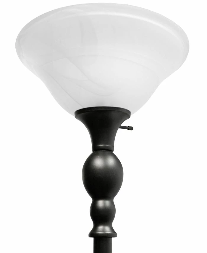 All The Rages Elegant Designs 1 Light Torchiere Floor Lamp With Marbleized White Glass Shade 6 All The Rages Elegant Designs 1 Light Torchiere Floor Lamp With Marbleized White Glass Shade - Image 4