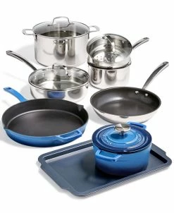 Martha Stewart Collection LOSEOUT! 12-Pc. Mixed Material Cookware Set, Created For Macy's
