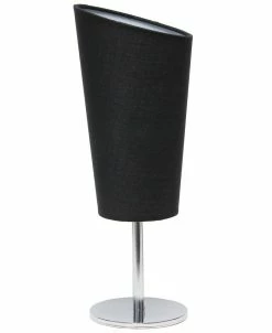 Simple Designs Mini Chrome Table Lamp With Angled Fabric Shade