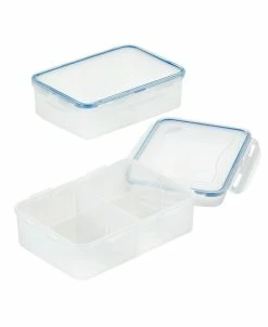 Lock N Lock Easy Essentials Divided 4-Pc. Rectangular Food Storage Containers, 54-Oz.