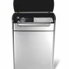 Simplehuman Brushed Stainless Steel 48 Liter Fingerprint Proof Touch Bar Dual Recycler Trash Can