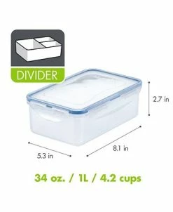 Lock N Lock Easy Essentials On The Go Meals Divided Rectangular Food Storage Containers, 34-Ounce, Set Of 3 -Hot Sale All Lighting Shop 17910808 fpx