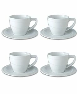 BergHOFF Essentials 12 Oz Porcelain Breakfast Cup Saucer, Set Of 4