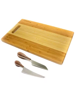 BergHOFF Amboo 3 Piece Two-Tone Board With Handle And Aaron Probyn Cheese Knives Set