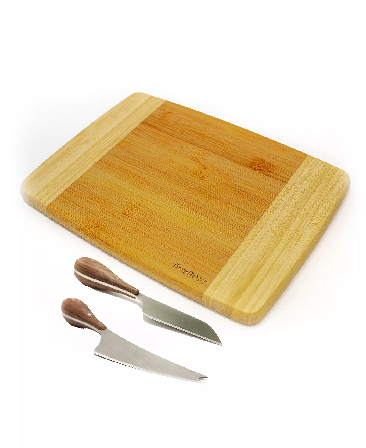 BergHOFF Amboo 3 Piece Two-toned Board And Aaron Probyn Cheese Knives Set 3 BergHOFF Amboo 3 Piece Two-toned Board And Aaron Probyn Cheese Knives Set