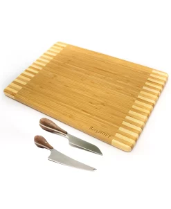 BergHOFF Amboo 3 Piece Rectangular Two-Toned Board And Aaron Probyn Cheese Knives Set