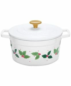 Martha Stewart Collection Holly 4-Qt. Enameled Cast Iron Dutch Oven, Created For Macy's