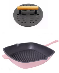 BergHOFF Neo Cast Iron 11 Grill Pan With Slotted Steak Press, Set Of 2