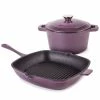 BergHOFF Neo Cast Iron 3 Quart Covered Dutch Oven And 11 Grill Pan, Set Of 2