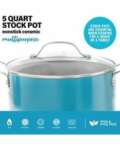 Gotham Steel Ocean Blue Series Ti-Ceramic Nonstick 5-Qt. Stockpot & Lid -Hot Sale All Lighting Shop 23333929 fpx