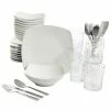 Gibson Home Everyday Square Solid 48 Piece Fine Ceramic Essentials Dinnerware With Glossy Finish Combo Set, Service For 6