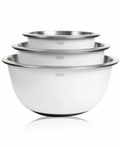 OXO Non-Skid Mixing Bowls, Set Of 3 White Stainless Steel